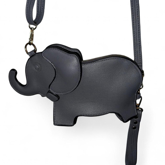 Grey elephant shoulder bag with silver hardware - Picture 3 of 4